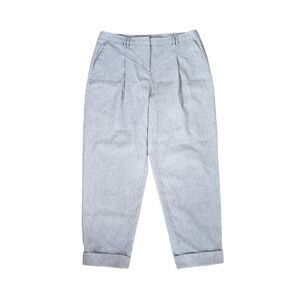 RW&CO Pinstripe Linen Blend Pants Pleated Front Crop Cuffed Baby Blue Wh…